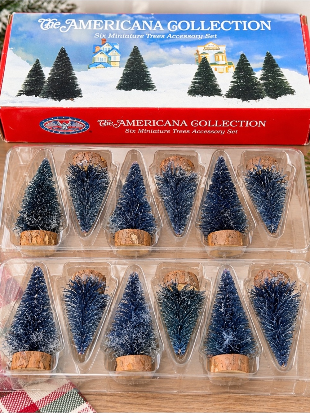 Vintage 1994 Americana Collection Miniature Bottle Brush Trees Set of 12
